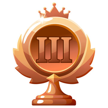  Bronze Trophy Medal Third Place Award Icon on a transparent background