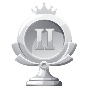 Silver Trophy Medal Second Place Award Icon on a transparent background