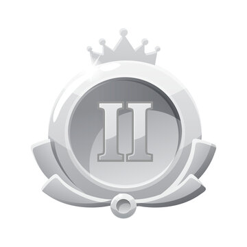Silver Round Medal Badge Second Place on a transparent background