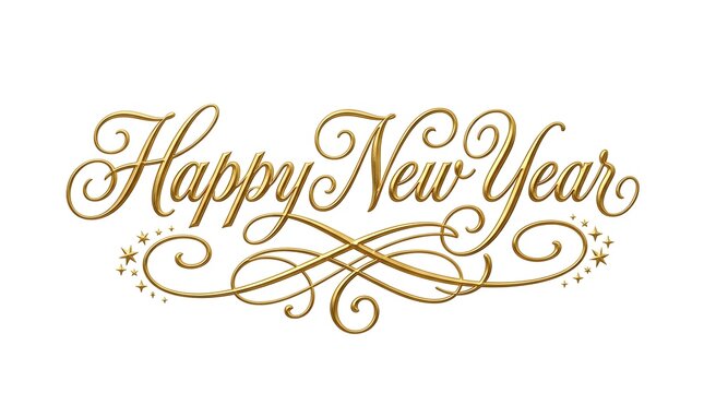 Elegant gold happy new year script calligraphy greeting