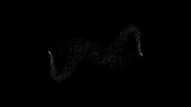 Romantic gold sparkling glitter star love explosion with magical glowing particle trail and luxury starlight shimmer transition loop animation for festive wedding, video background black screen. 4k