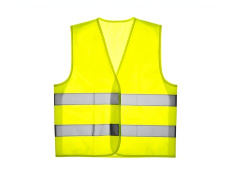 Fluorescent yellow reflective safety vest for construction.