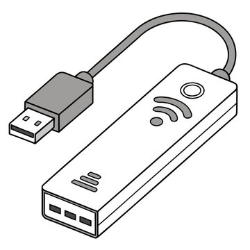 Isometric wireless network usb adapter dongle line art