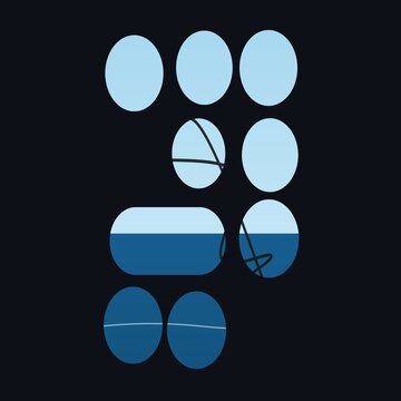 Assorted colorful pill and capsule icons