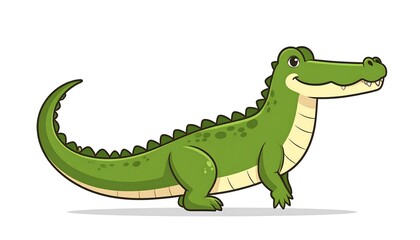 Fototapeta premium Green dinosaur toy walking on grass.