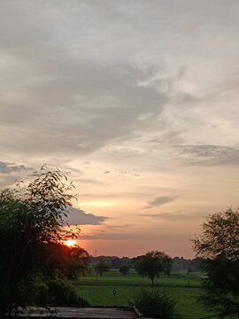 Butiful sunset indian village 