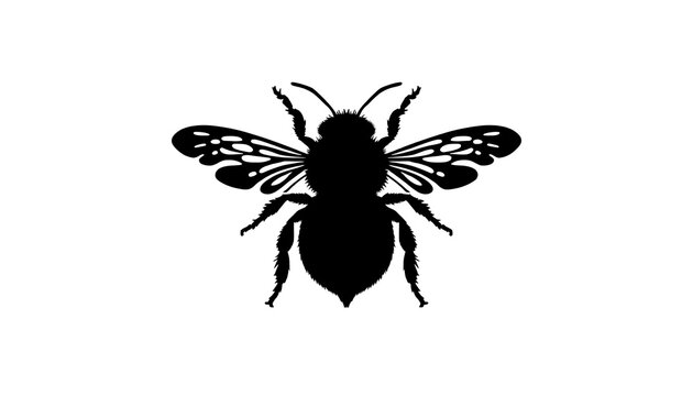 Bumblebee silhouette icon. Black insect graphic isolated on a white background.