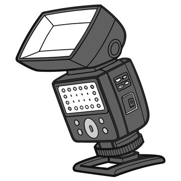Camera speedlight flash unit illustration with speedlight