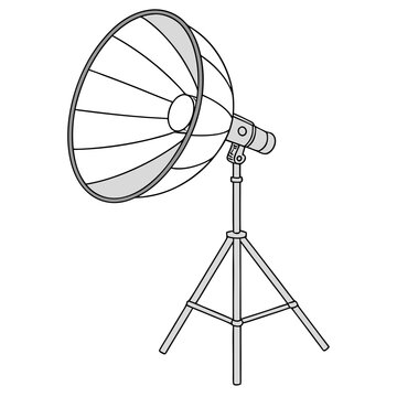 Studio photography lighting reflector on tripod stand