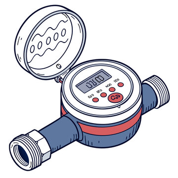 Industrial digital water flow meter with open circular lid