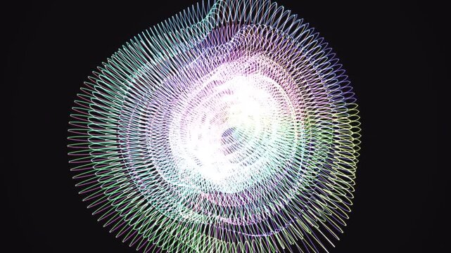 Seamless 4K loop of a glowing chrome star torus morphing through an abstract topology field in rich volumetric light. Ideal for projection mapping, meditation background. 4K UHD.