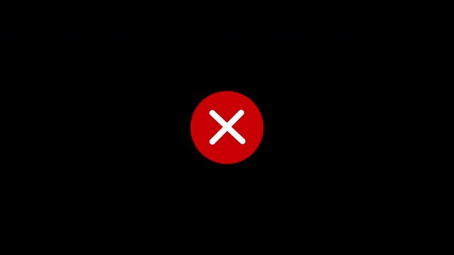 Error Cross Icon Motion Graphic Animation Red White Color Loop Transparent Background