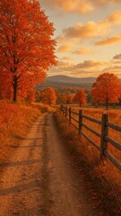 Fototapeta premium Serene autumn path landscape wallpaper for mobile