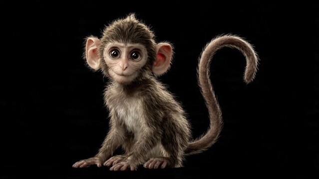 Close up portrait of a curious baby monkey looking at the camera with wildlife creature portrait tropical observant expression wilderness
