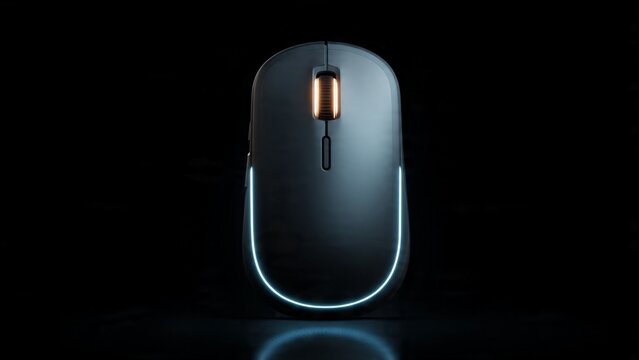 Modern computer gaming mouse with RGB led light strips computer technology peripheral electronic hardware accessory ergonomic equipment