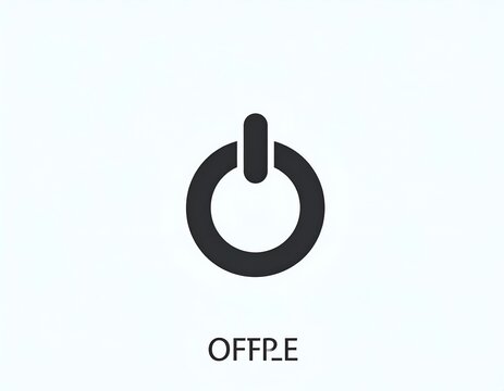 Black minimalist power button symbol on white background.