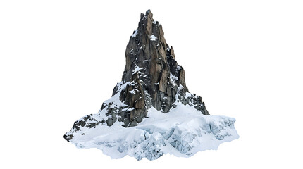 Fototapeta premium Realistic 3D ice mountain with snow and frost texture on white background.