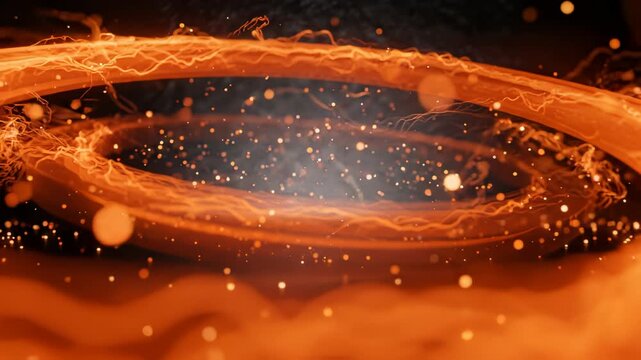 Glowing Orange Energy Portal with Particle Effects and Vortex Motion
