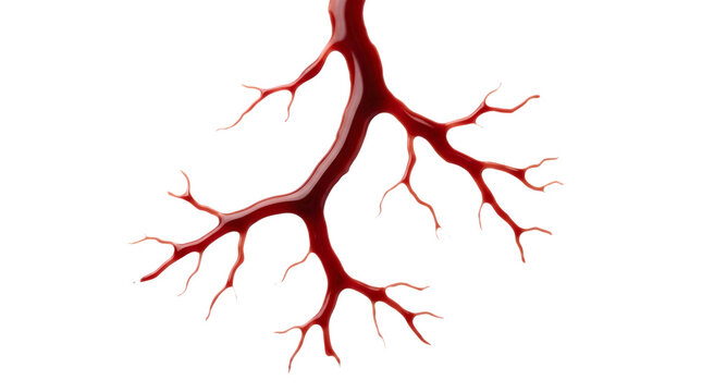 Isolated transparent background illustration of a red root system branching underground.