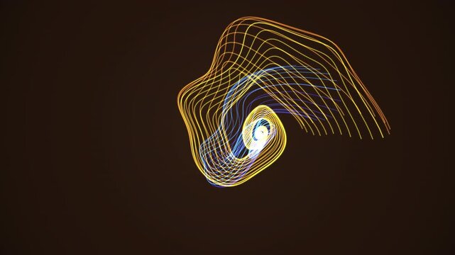 Hypnotic seamless loop of a glowing orange seashell morphing through an abstract topology field with an elegant inner glow. Ideal for abstract background, meditation background. 4K UHD.