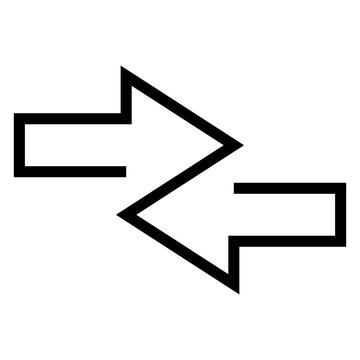 Logo ida y vuelta. Icono con dibujo sencillo de flechas en dos direcciones enfrentadas, de un trazo &uacute;nico 