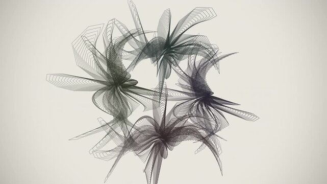Seamless 4K loop of a glowing chrome rose curve morphing through an abstract topology field with an elegant inner glow. Ideal for meditation background, data visualization. 4K UHD.