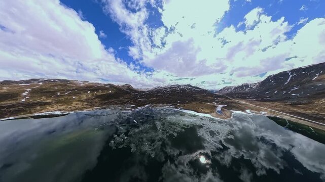 360 VR Aerial view of spring scenery in Norway - Scandinavia