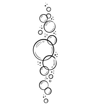 Underwater Bubbles Outline Coloring Page Black and White Bubble Line Art Illustration