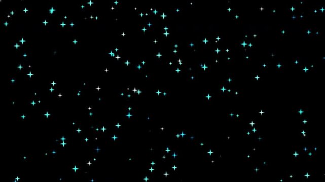 ブルーの輝く星が舞い上がる透過ループ動画素材 / Rising blue sparkling stars transparent overlay loop video