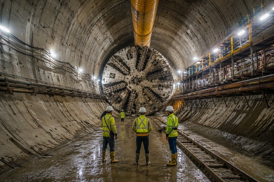Modern Tunnel Construction with Heavy Engineering Machinery
