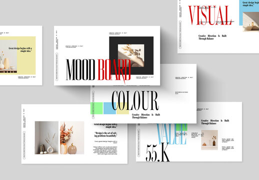 Minimal Interior Design Mood Board Presentation Template With Modern Brand Style Slides