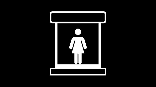Female body scanner icon inside a scanner gate animation isolated on black background
