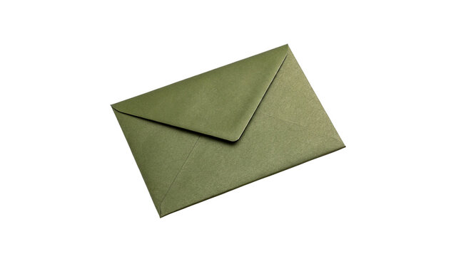 Closed green paper envelope isolated on transparent background for mail concepts
