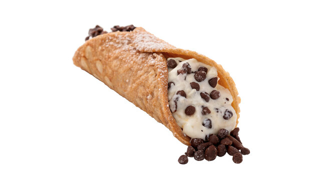 Traditional sweet Italian cannoli pastry isolated on transparent background for cafe menus