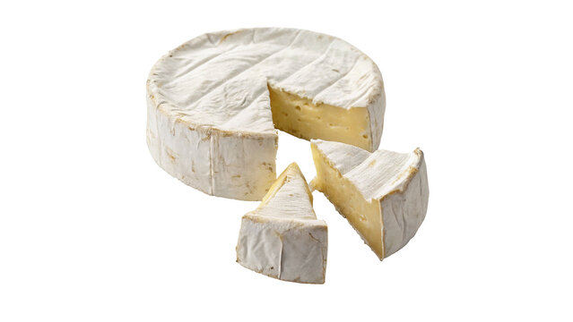 Gourmet round brie camembert cheese isolated on transparent background for restaurant menus