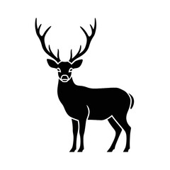 Fototapeta premium Wild Stag Deer Silhouette Isolated on White