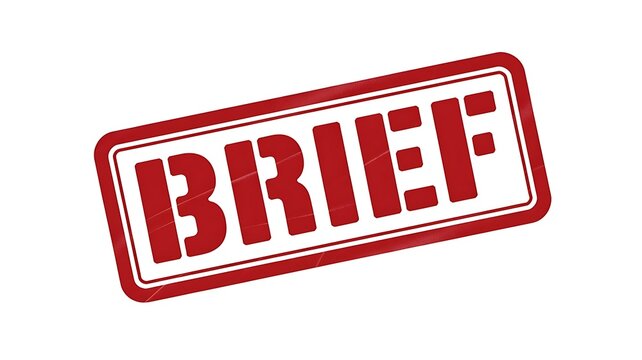 Red rectangular rubber stamp with the word brief written in bold capital letters isolated on a white background, for documentation