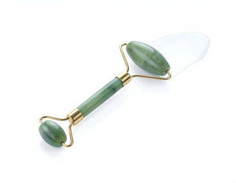 Jade facial roller for skincare and facial massage
