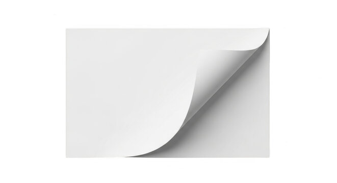 Blank paper sheet with a curled corner isolated on transparent background