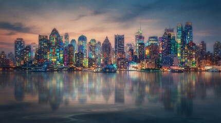 Fototapeta premium Digital art piece that appears to Multiple exposure of modern abstract glass architectural forms