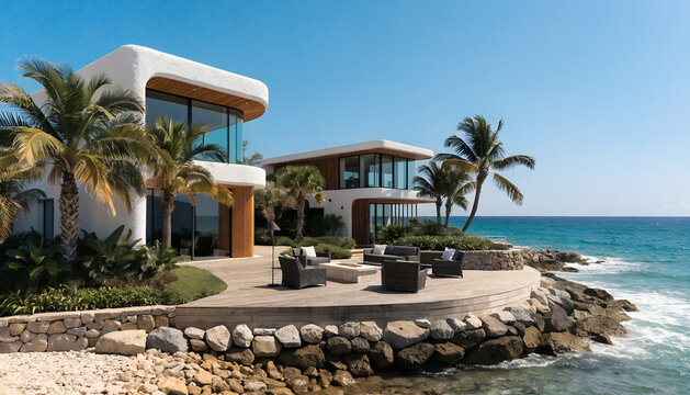Luxury contemporary coastal vacation home with ocean view  