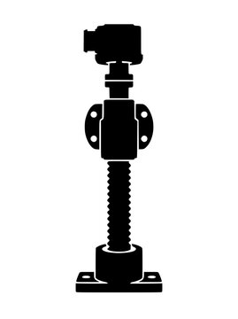 Black Silhouette of an Industrial Mechanical Screw Jack Linear Actuator