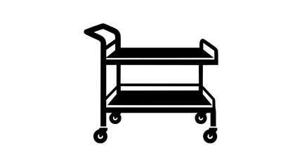 Fototapeta premium black and white service trolley icon with two shelves and wheels