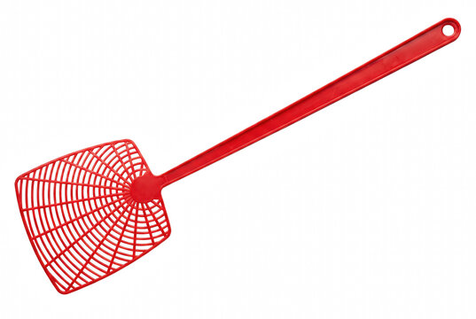 Red Plastic Fly Swatter Isolated