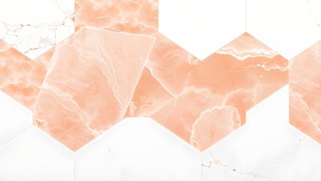 Seamless Geometric Pattern with Pink Himalayan Salt White Plaster and Rose Gold Lines