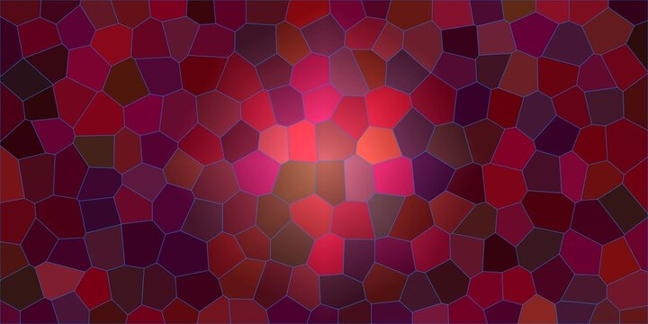 Red and dark purple low poly mosaic stained glass pattern background.