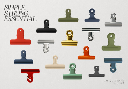 Colorful Metal Clips Variety Element Design Set