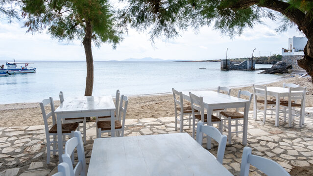 Serene beachfront dining in Moutsouna, Naxos, Greece