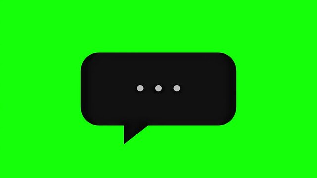 Animated chat bubble speech icon with ellipsis loading indicator on green background