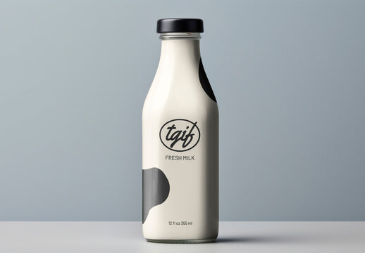 Minimalist Milk Bottle Mockup PSD